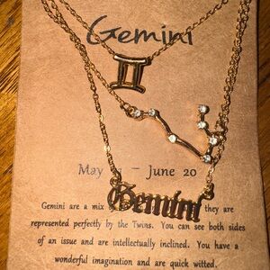 Zodiac Gemini Gold Necklace Trio